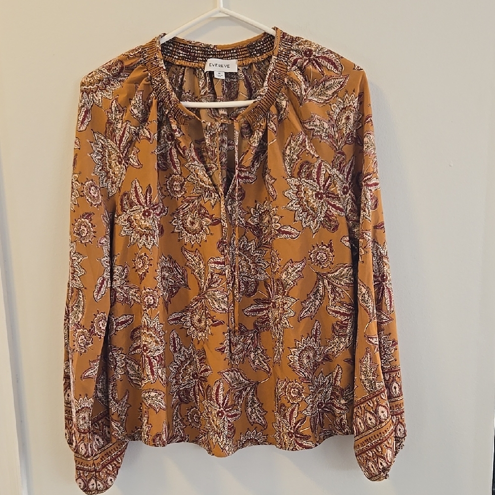 Evereve Multicolor Women's Mustard Floral Blouse Size S